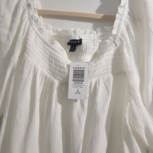 Torrid White Smocked Blouse